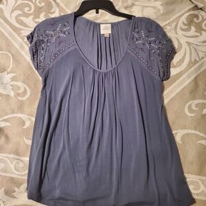 Knox Rose Blue Embroidered Blouse